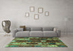 Machine Washable Abstract Turquoise Modern Area Rugs in a Living Room,, wshabs4133turq