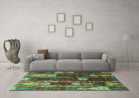 Machine Washable Abstract Turquoise Modern Rug, wshabs4133turq