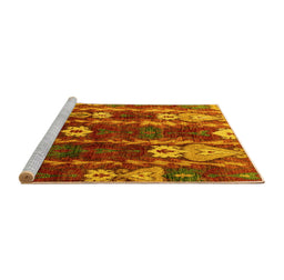 Sideview of Machine Washable Abstract Yellow Modern Rug, wshabs4133yw