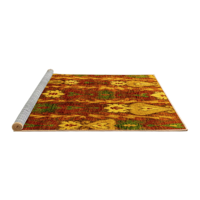 Sideview of Machine Washable Abstract Yellow Modern Rug, wshabs4133yw