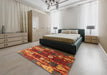 Abstract Red Modern Rug in a Bedroom, abs4133