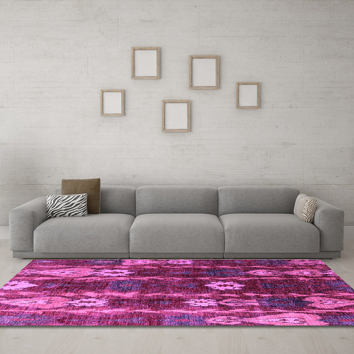 Machine Washable Abstract Purple Modern Area Rugs in a Living Room, wshabs4133pur