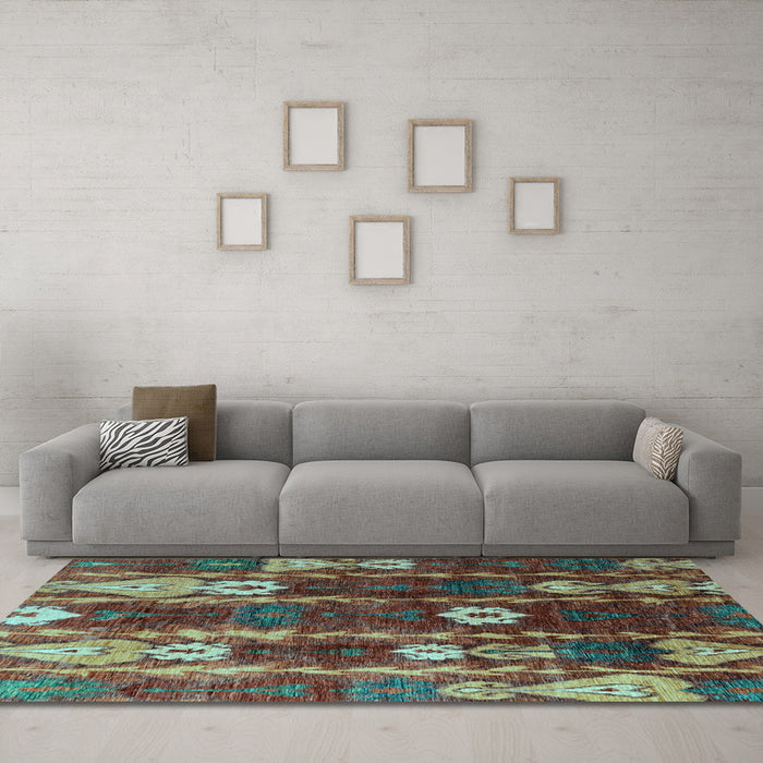 Machine Washable Abstract Light Blue Modern Rug in a Living Room, wshabs4133lblu