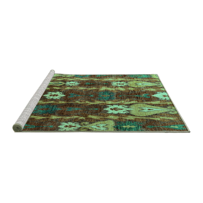 Sideview of Machine Washable Abstract Turquoise Modern Area Rugs, wshabs4133turq
