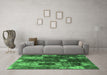 Machine Washable Abstract Emerald Green Modern Area Rugs in a Living Room,, wshabs4133emgrn