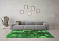 Machine Washable Abstract Emerald Green Modern Rug, wshabs4133emgrn