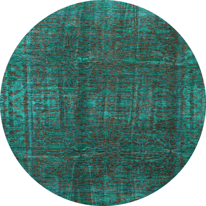 Round Machine Washable Oriental Light Blue Modern Rug, wshabs4134lblu