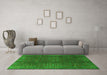 Machine Washable Oriental Green Modern Area Rugs in a Living Room,, wshabs4134grn