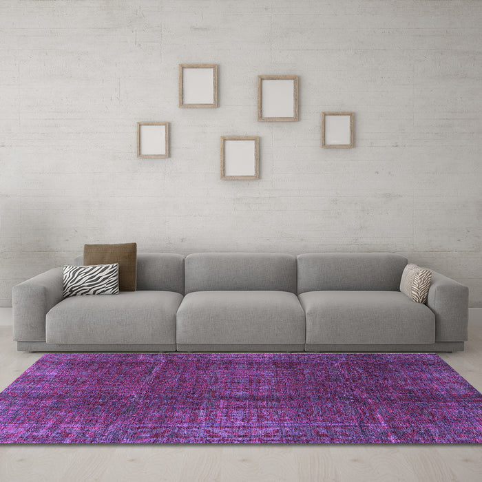 Machine Washable Oriental Purple Modern Area Rugs in a Living Room, wshabs4134pur