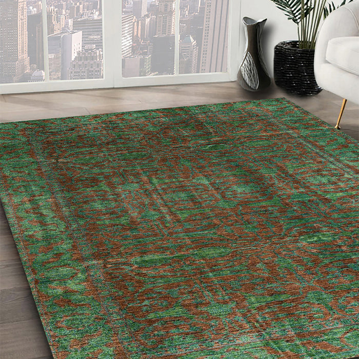 Machine Washable Abstract Sepia Brown Rug in a Family Room, wshabs4134