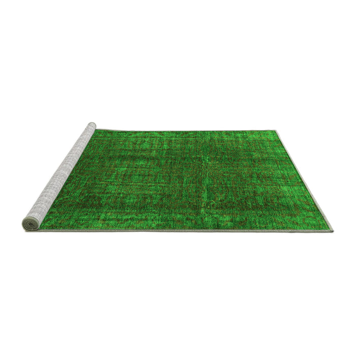 Sideview of Machine Washable Oriental Green Modern Area Rugs, wshabs4134grn