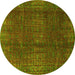 Round Oriental Yellow Modern Rug, abs4134yw