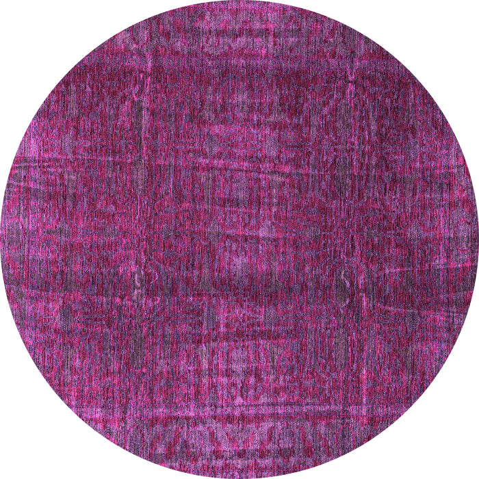 Round Machine Washable Oriental Pink Modern Rug, wshabs4134pnk