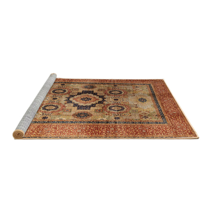 Sideview of Machine Washable Abstract Tomato Red Rug, wshabs4135