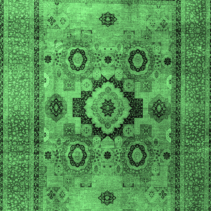 Machine Washable Oriental Emerald Green Modern Area Rugs, wshabs4135emgrn