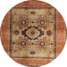 Round Machine Washable Abstract Tomato Red Rug, wshabs4135