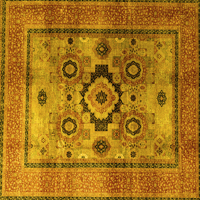 Square Machine Washable Oriental Yellow Modern Rug, wshabs4135yw