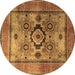 Round Machine Washable Oriental Brown Modern Rug, wshabs4135brn