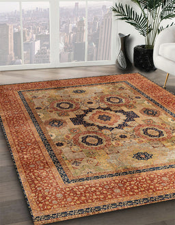 Abstract Red Oriental Rug in Family Room, abs4135