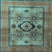 Square Machine Washable Oriental Light Blue Modern Rug, wshabs4135lblu