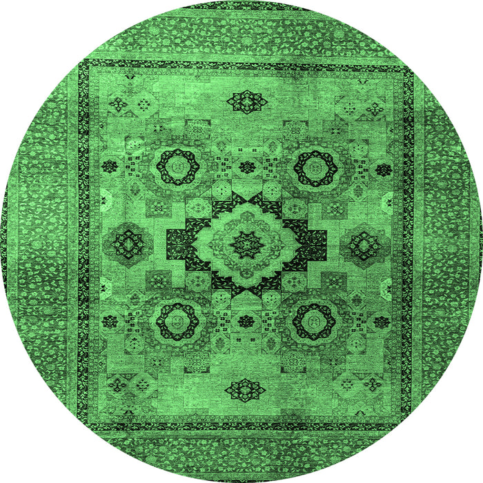 Round Oriental Emerald Green Modern Rug, abs4135emgrn