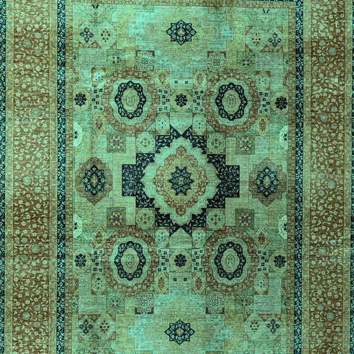 Machine Washable Oriental Turquoise Modern Area Rugs, wshabs4135turq