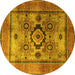 Round Oriental Yellow Modern Rug, abs4135yw