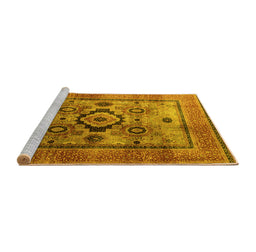 Sideview of Machine Washable Oriental Yellow Modern Rug, wshabs4135yw