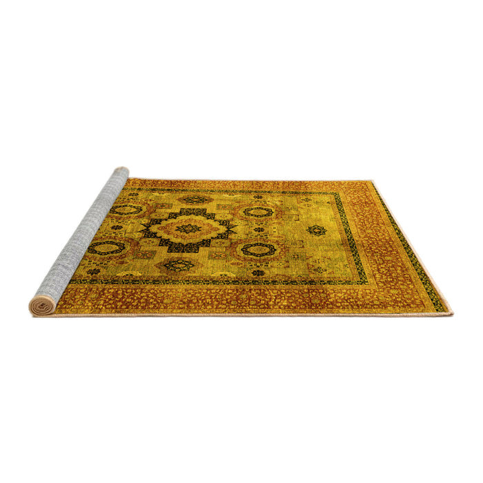 Sideview of Machine Washable Oriental Yellow Modern Rug, wshabs4135yw