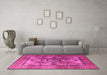 Machine Washable Oriental Pink Modern Rug in a Living Room, wshabs4135pnk