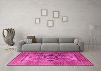 Machine Washable Oriental Pink Modern Rug, wshabs4135pnk