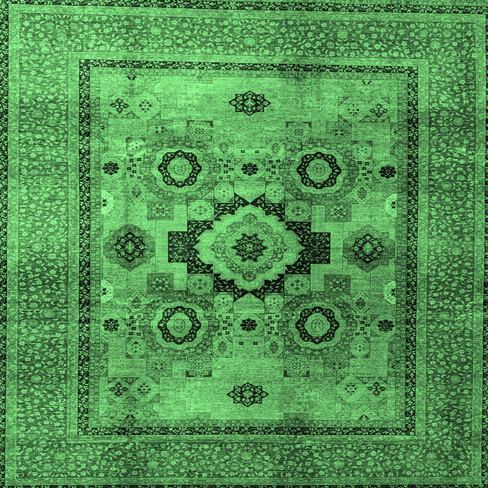 Square Machine Washable Oriental Emerald Green Modern Area Rugs, wshabs4135emgrn