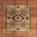 Square Abstract Red Oriental Rug, abs4135