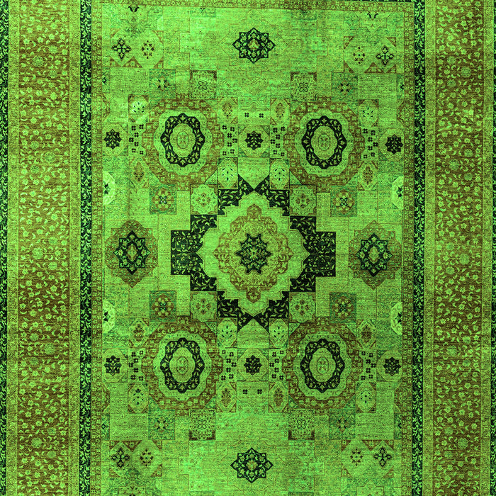 Machine Washable Oriental Green Modern Area Rugs, wshabs4135grn