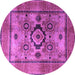 Round Machine Washable Oriental Purple Modern Area Rugs, wshabs4135pur