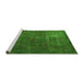 Sideview of Machine Washable Oriental Green Modern Area Rugs, wshabs4136grn