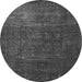 Round Machine Washable Oriental Gray Modern Rug, wshabs4136gry