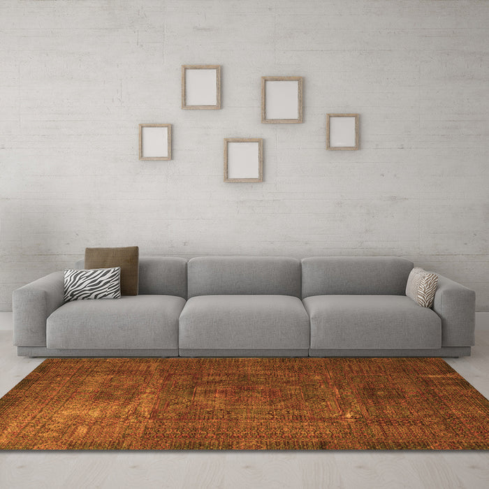 Machine Washable Oriental Orange Modern Area Rugs in a Living Room, wshabs4136org