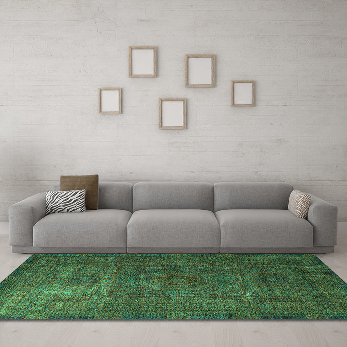 Machine Washable Oriental Turquoise Modern Area Rugs in a Living Room,, wshabs4136turq