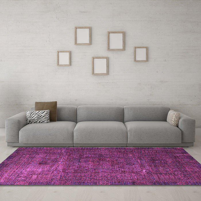 Machine Washable Oriental Purple Modern Area Rugs in a Living Room, wshabs4136pur