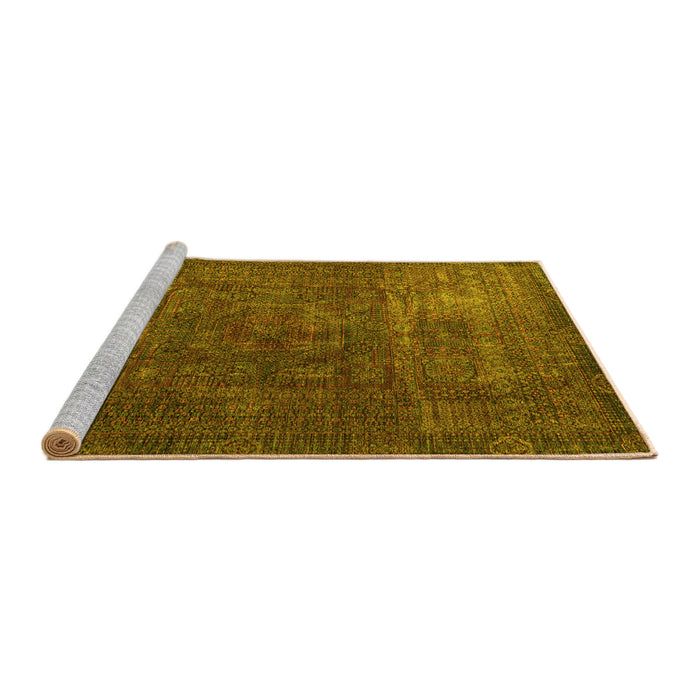 Sideview of Machine Washable Oriental Yellow Modern Rug, wshabs4136yw