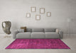 Machine Washable Oriental Pink Modern Rug in a Living Room, wshabs4136pnk