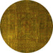 Round Oriental Yellow Modern Rug, abs4136yw