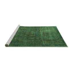 Sideview of Machine Washable Oriental Turquoise Modern Area Rugs, wshabs4136turq