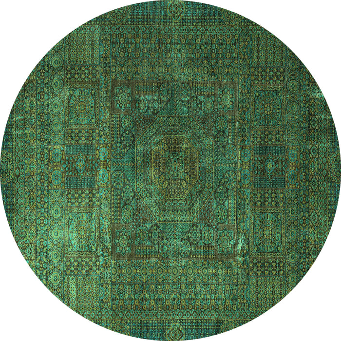Round Oriental Turquoise Modern Rug, abs4136turq