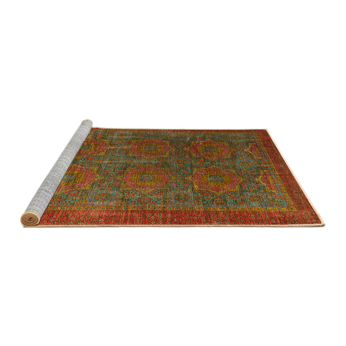 Sideview of Machine Washable Abstract Tomato Red Rug, wshabs4137