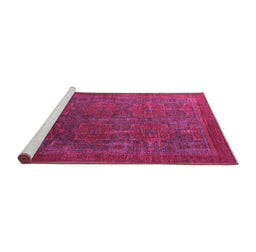 Sideview of Machine Washable Oriental Pink Modern Rug, wshabs4137pnk