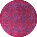 Round Oriental Pink Modern Rug, abs4137pnk