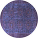 Round Oriental Blue Modern Rug, abs4137blu