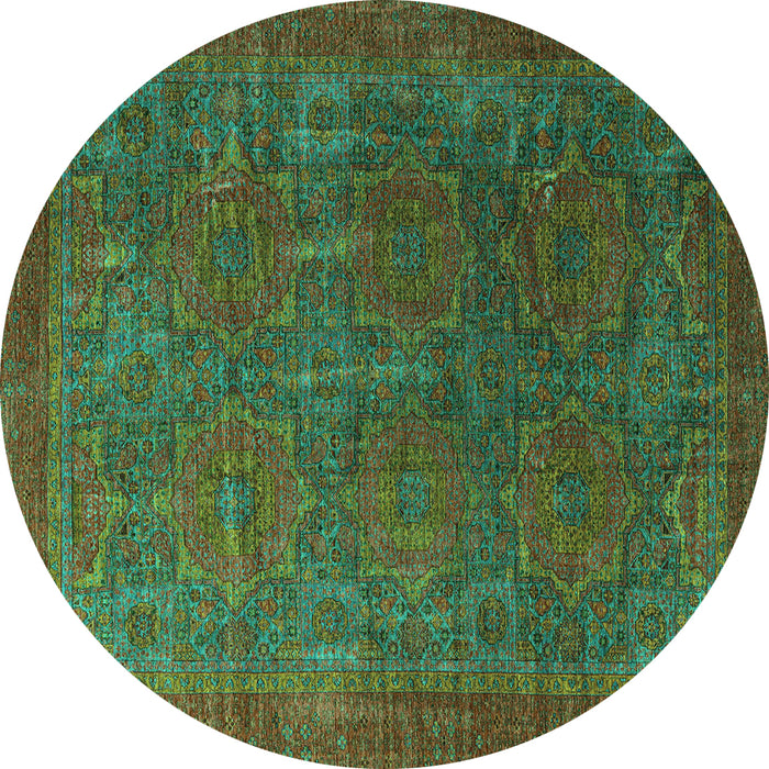 Round Oriental Turquoise Modern Rug, abs4137turq